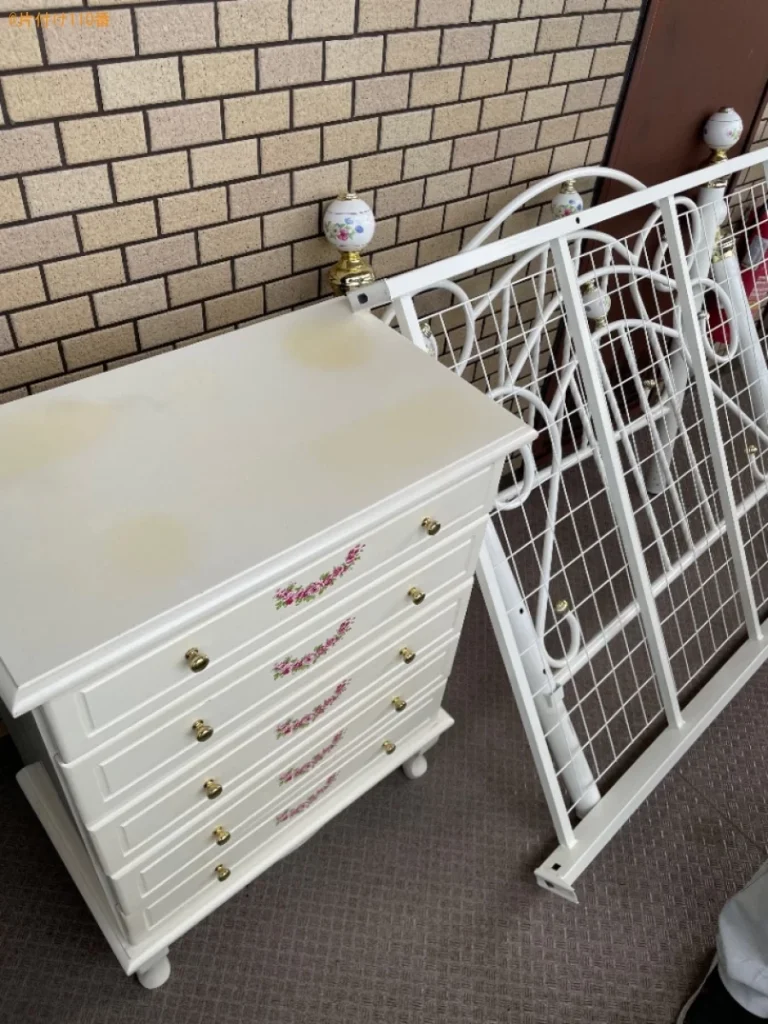 【東近江市林町】マットレス付きシングルベッド、タンスの回収・処分