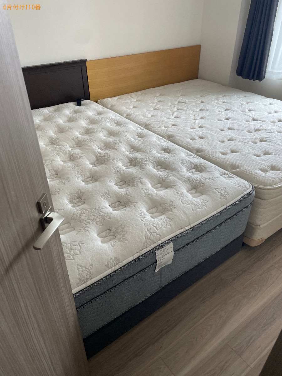 【草津市】マットレス付きダブルベッド、ワイドダブルベッドの回収