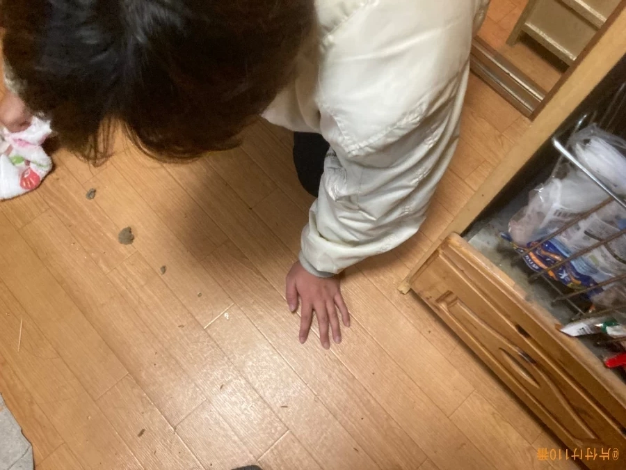 【茨木市】冷蔵庫の後ろに落ちてしまった電子レンジのコードを取る