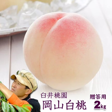 岡山県産白桃2Kg（5～8玉）