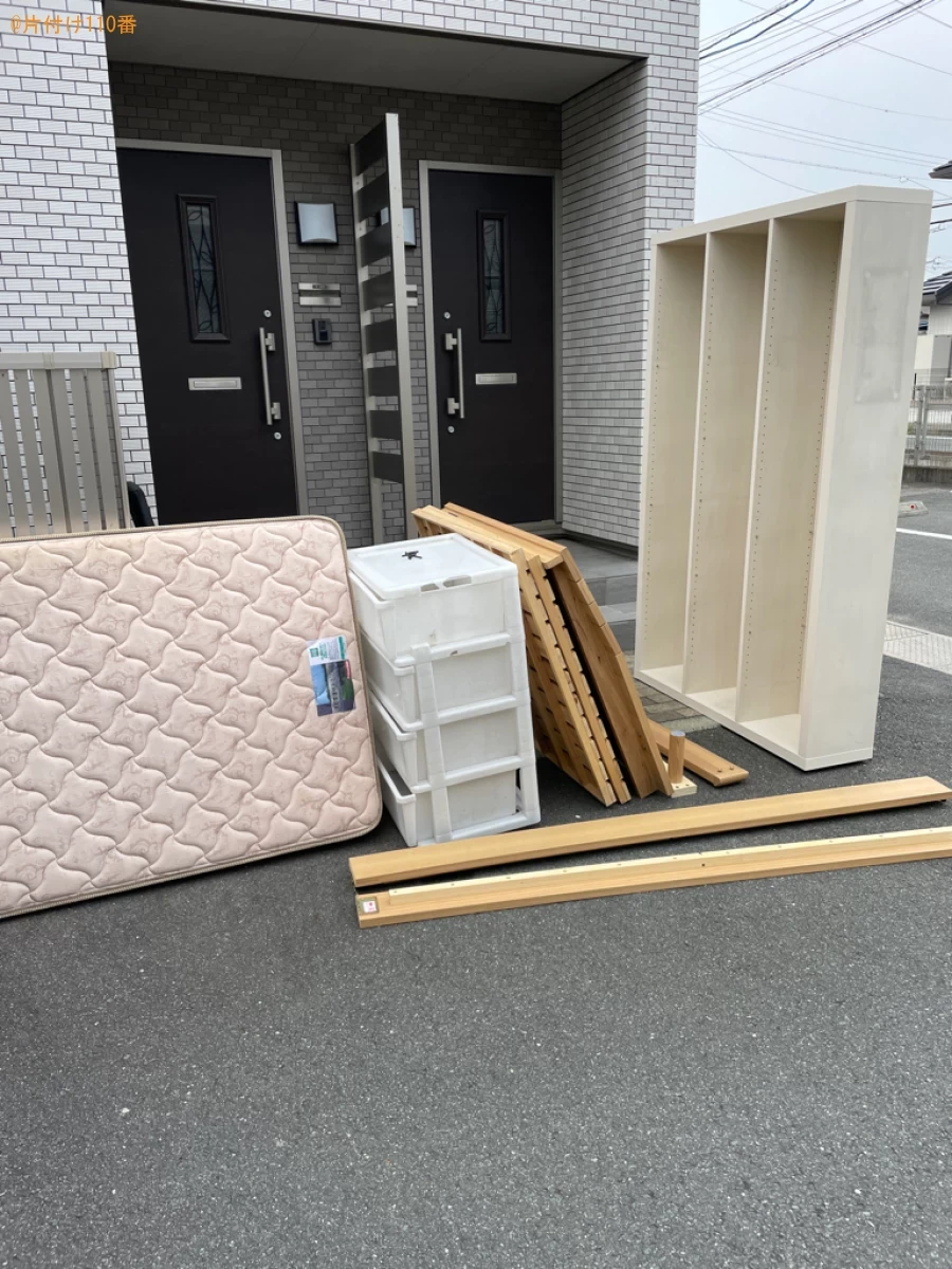 【浜松市北区】マットレス付きシングルベッド、PC、ラック等の回収