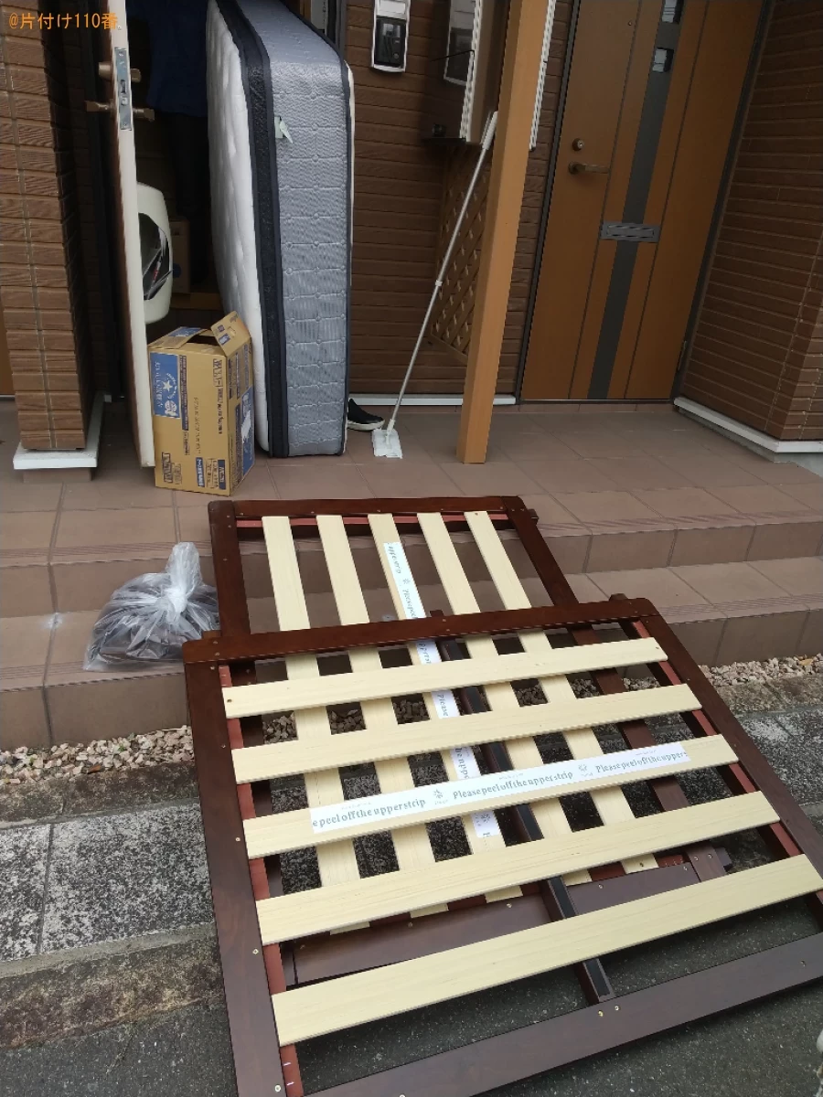 【福山市新市町】マットレス付きセミダブルベッドの回収・処分ご依頼