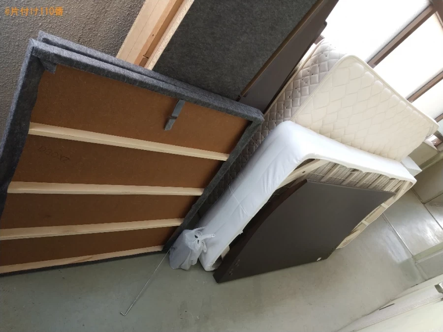 【福山市御門町】マットレス付きシングルベッド、ゴミ箱等の回収