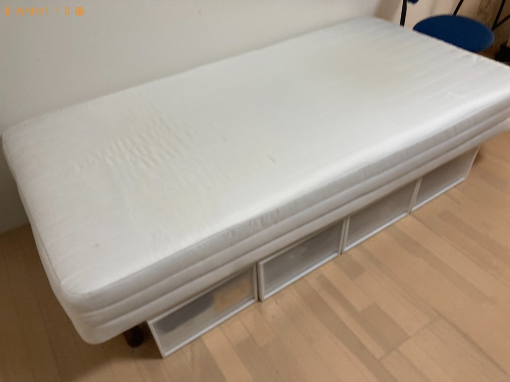 【霧島市】マットレス付きシングルベッド、本棚、プリンター等の回収