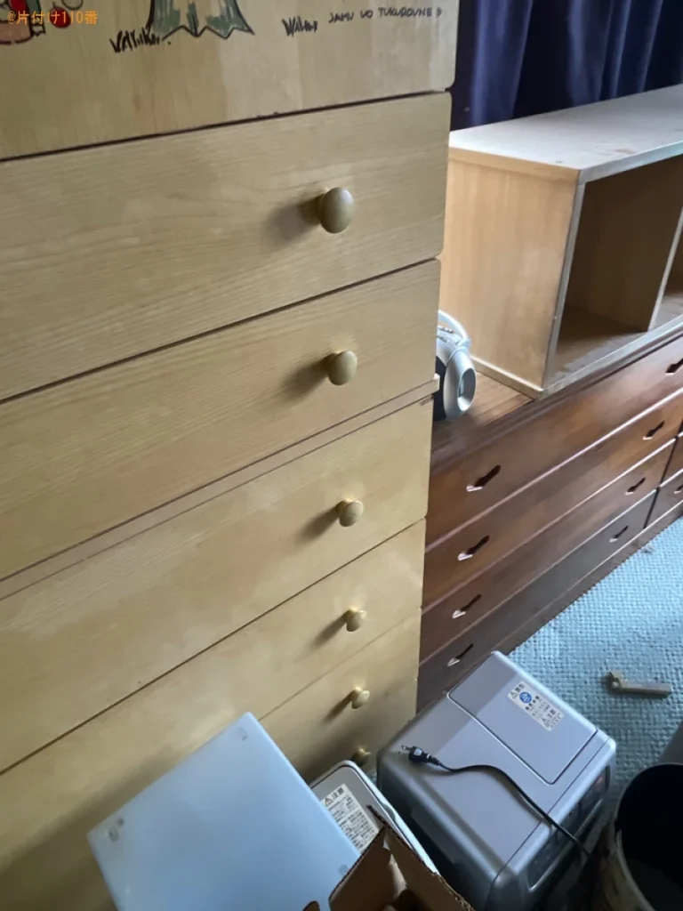 【弘前市】マットレス付きシングルベッド、洗濯機、タンス等の回収