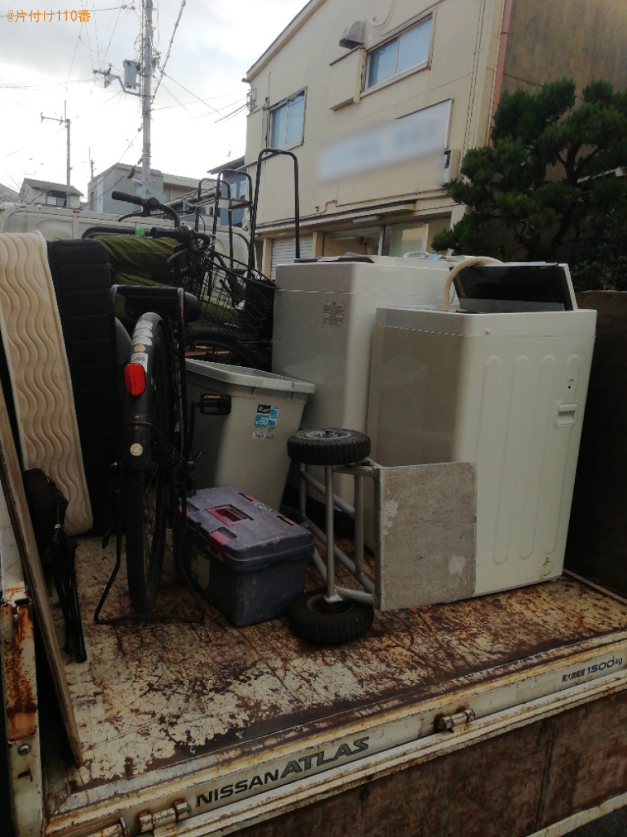 【京都市伏見区】洗濯機、自転車、ゴミ箱、マットレス、傘等の回収