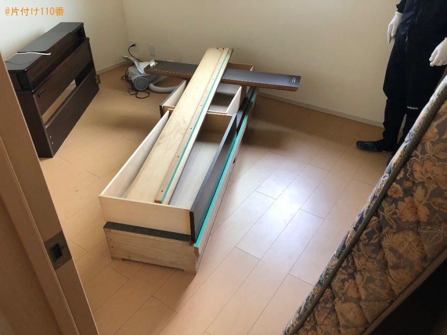 【柳井市】マットレス付きセミダブルベッドの回収・処分ご依頼