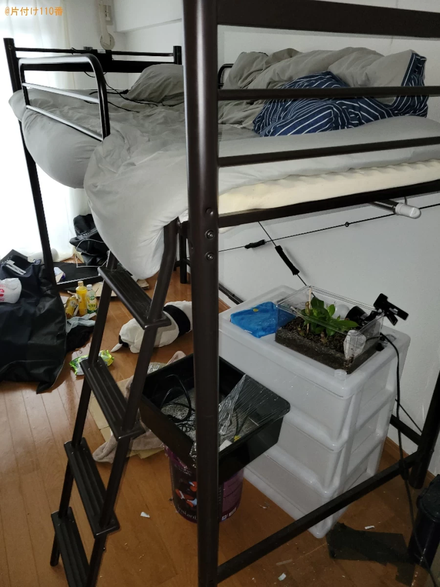 【岡山市北区】スチールラック、ロフトベッド、ローテーブルの回収