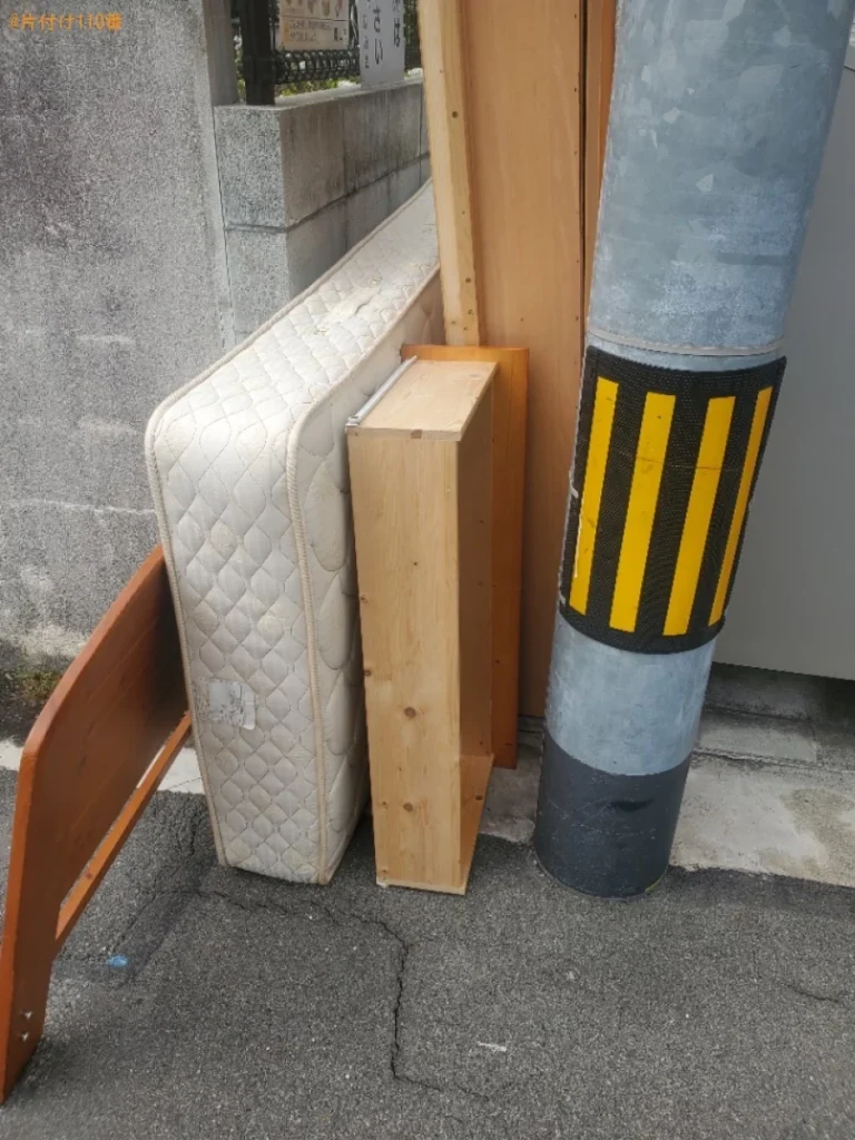 【岡山市北区】マットレス付きシングルベッドの回収・処分ご依頼