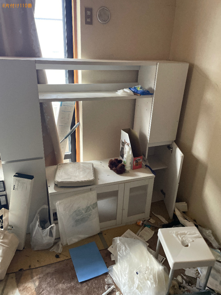 【宇治市開町】テレビボード、プリンター、椅子、収納ケース等の回収