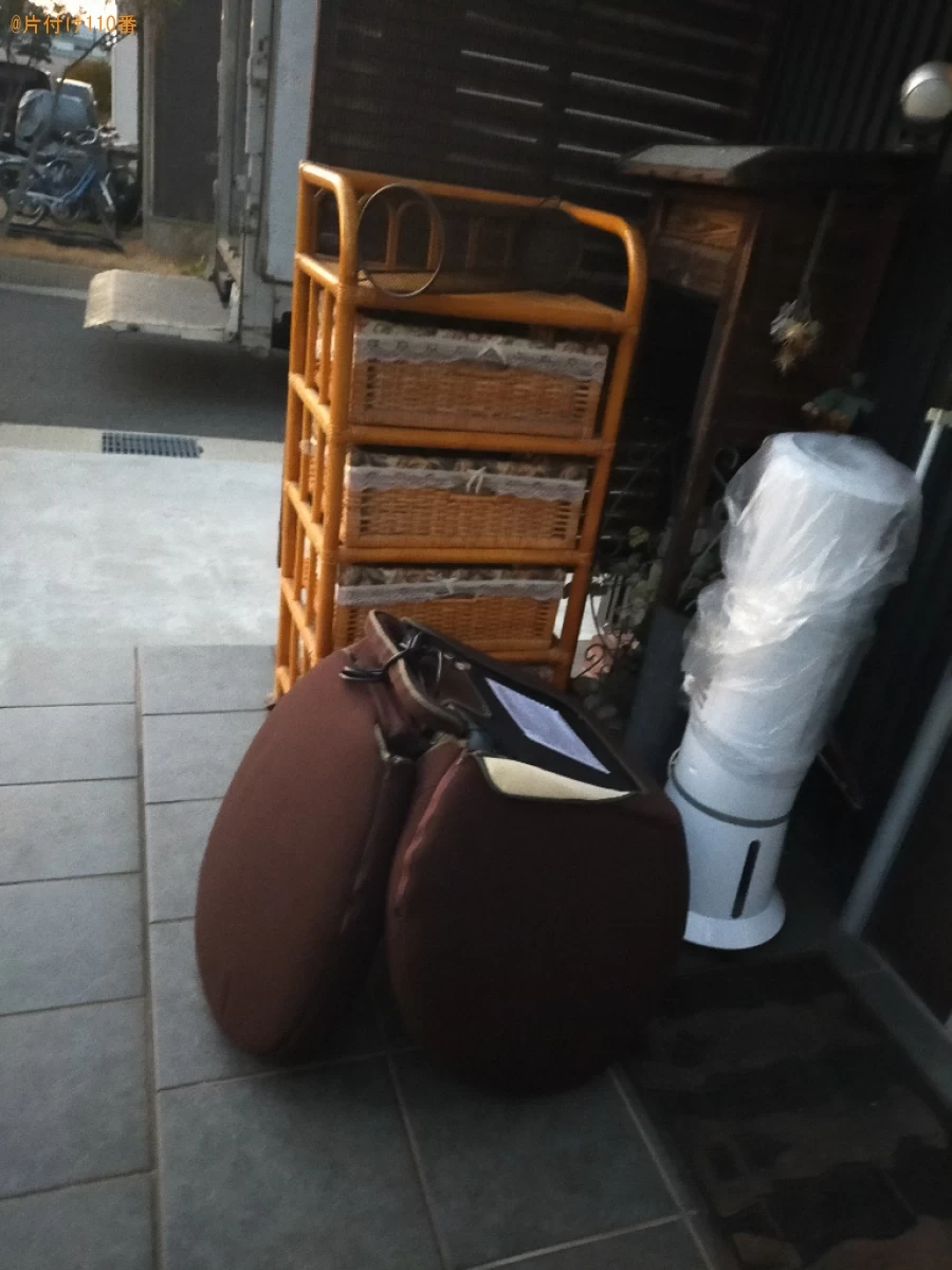 【岡山市南区】ソファーベッド、ガラステーブル、衣装ケース等の回収