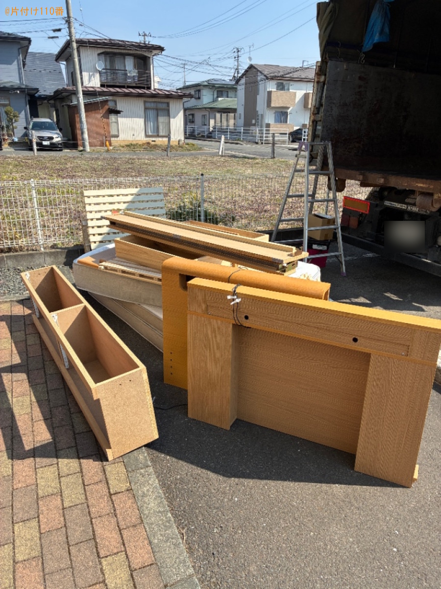 【北上市】マットレス付きシングルベッド、セミダブルベッドの回収