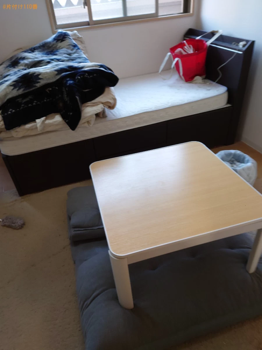 【松山市喜与町】マットレス付きシングルベッド、冷蔵庫等の回収