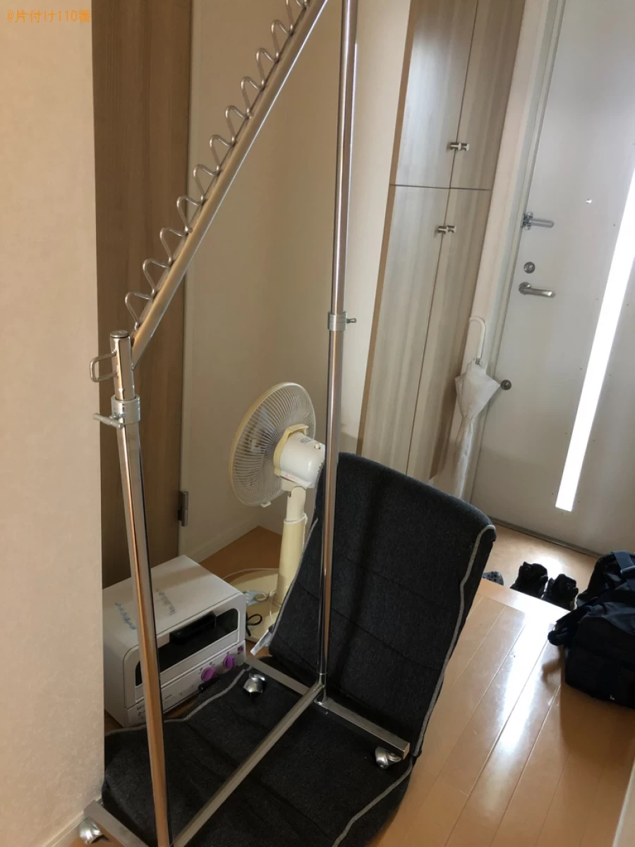 【倉敷市】マットレス付きシングルベッド、座椅子、扇風機等の回収