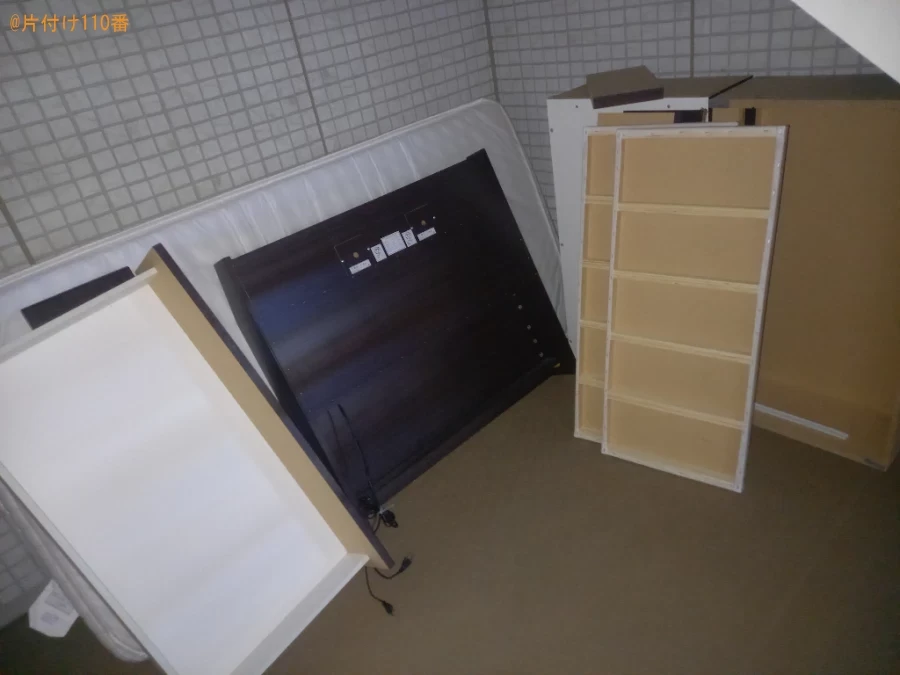 【三郷市】マットレス付きシングルベッド、物干し竿の回収・処分