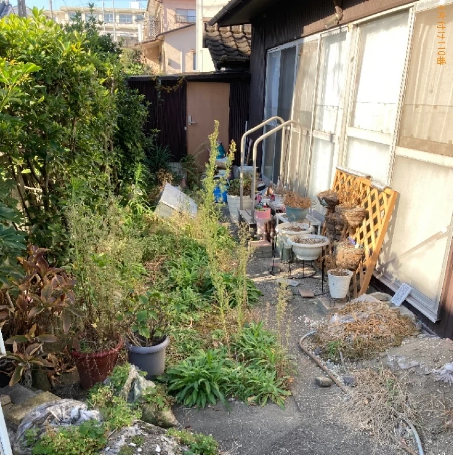 【大分市高城西町】鉢植え、机、自転車等と回収と草刈り、木の伐採