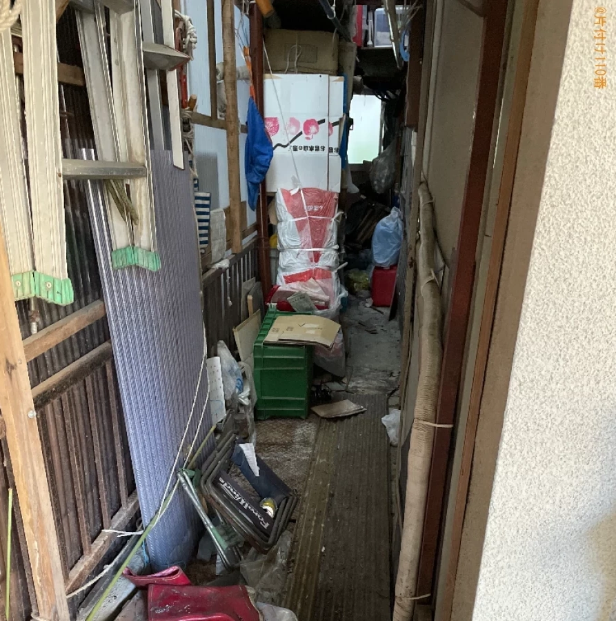 【亀岡市ひえ田野町】マットレス付きシングルベッド、布団等の回収