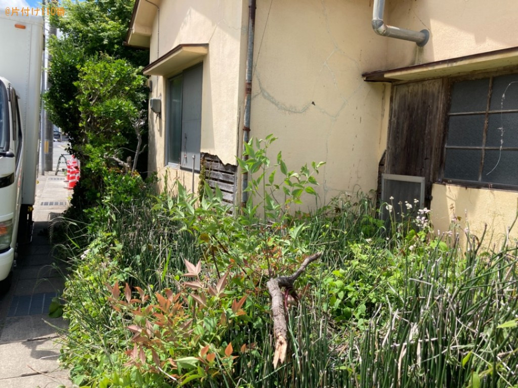 【一関市磐井町】トタン屋根の飛散防止作業、草木の伐採作業ご依頼