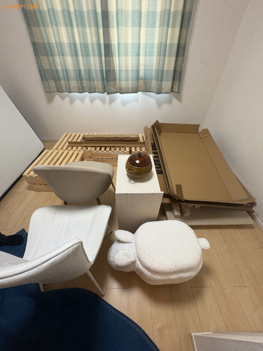 【長野市松代町】マットレス付きシングルベッド、本棚、椅子等の回収