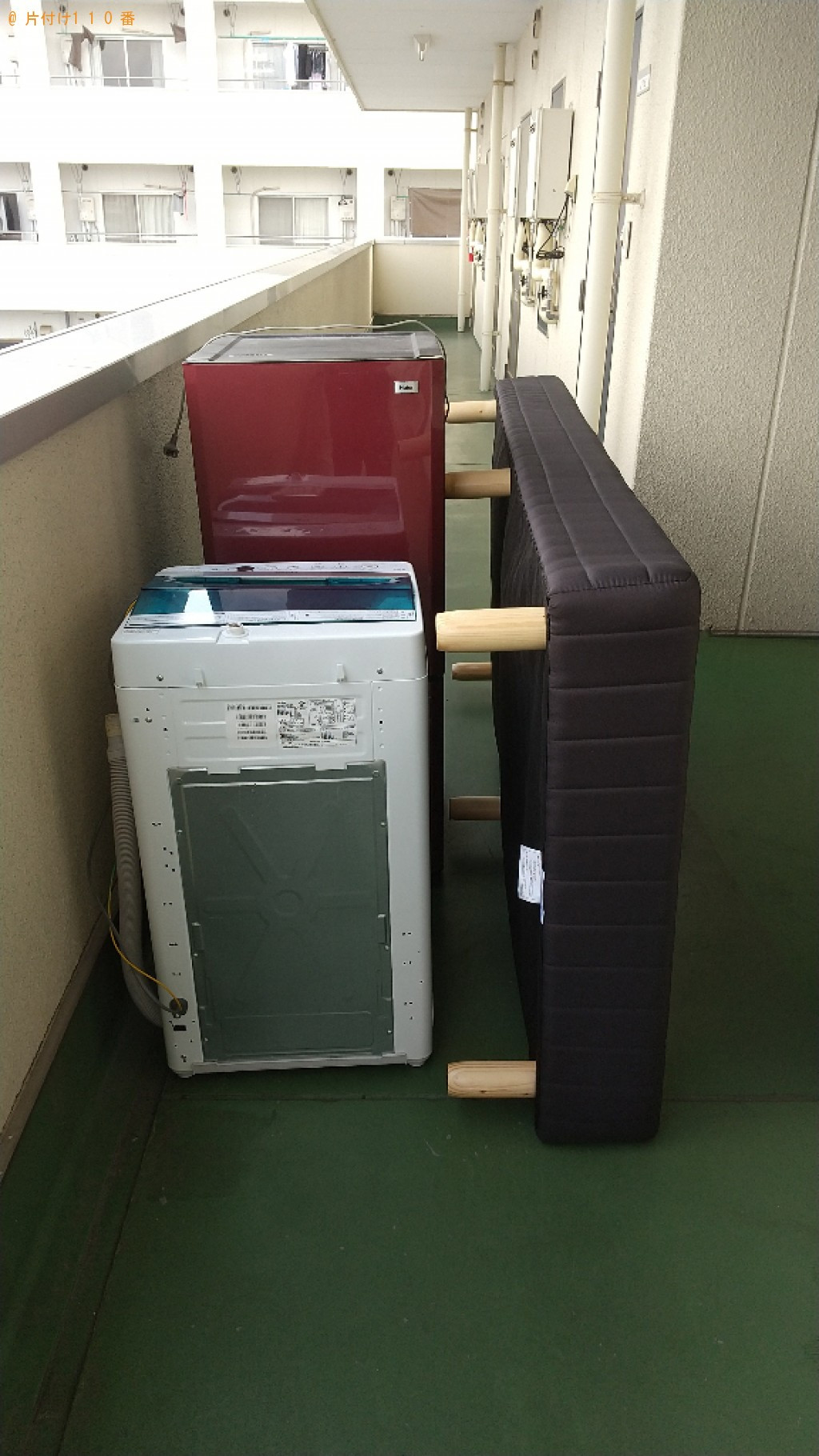【福山市今津町】マットレス付きシングルベッド、冷蔵庫等の回収